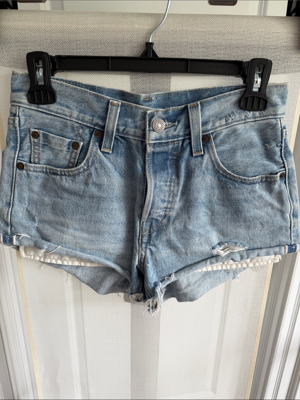 LEVI’S 501 Denim Shorts with cutoff rolled hem
